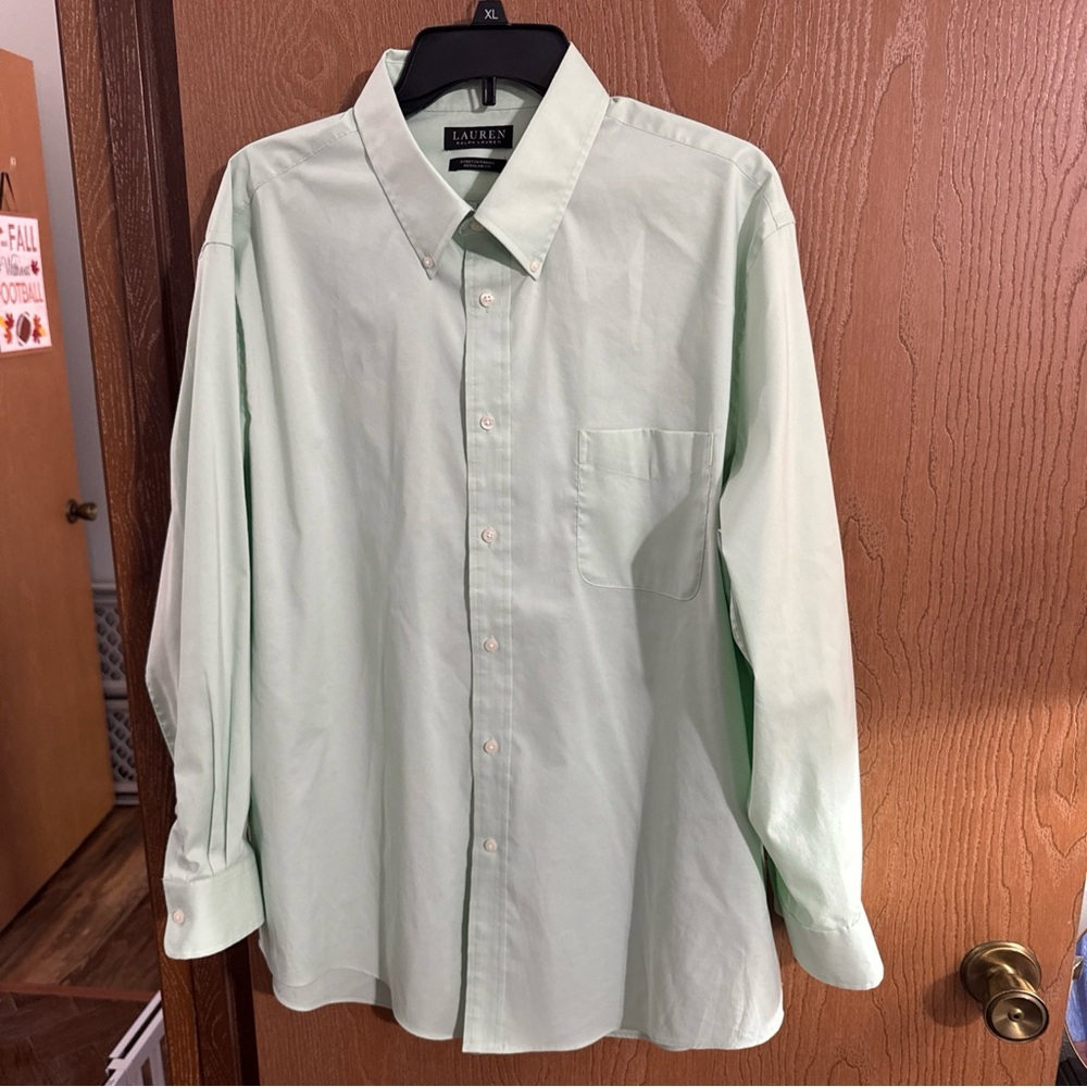 Lauren Ralph Lauren Dress Shirt Black Label Mens Green Button Down Sz 17.5 (XL)